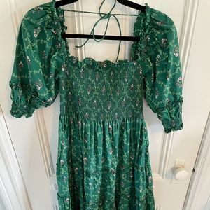 Hill House Nesli Nap Dress in Emerald Trellis